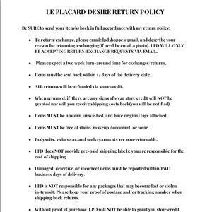 LPD RETURN POLICY